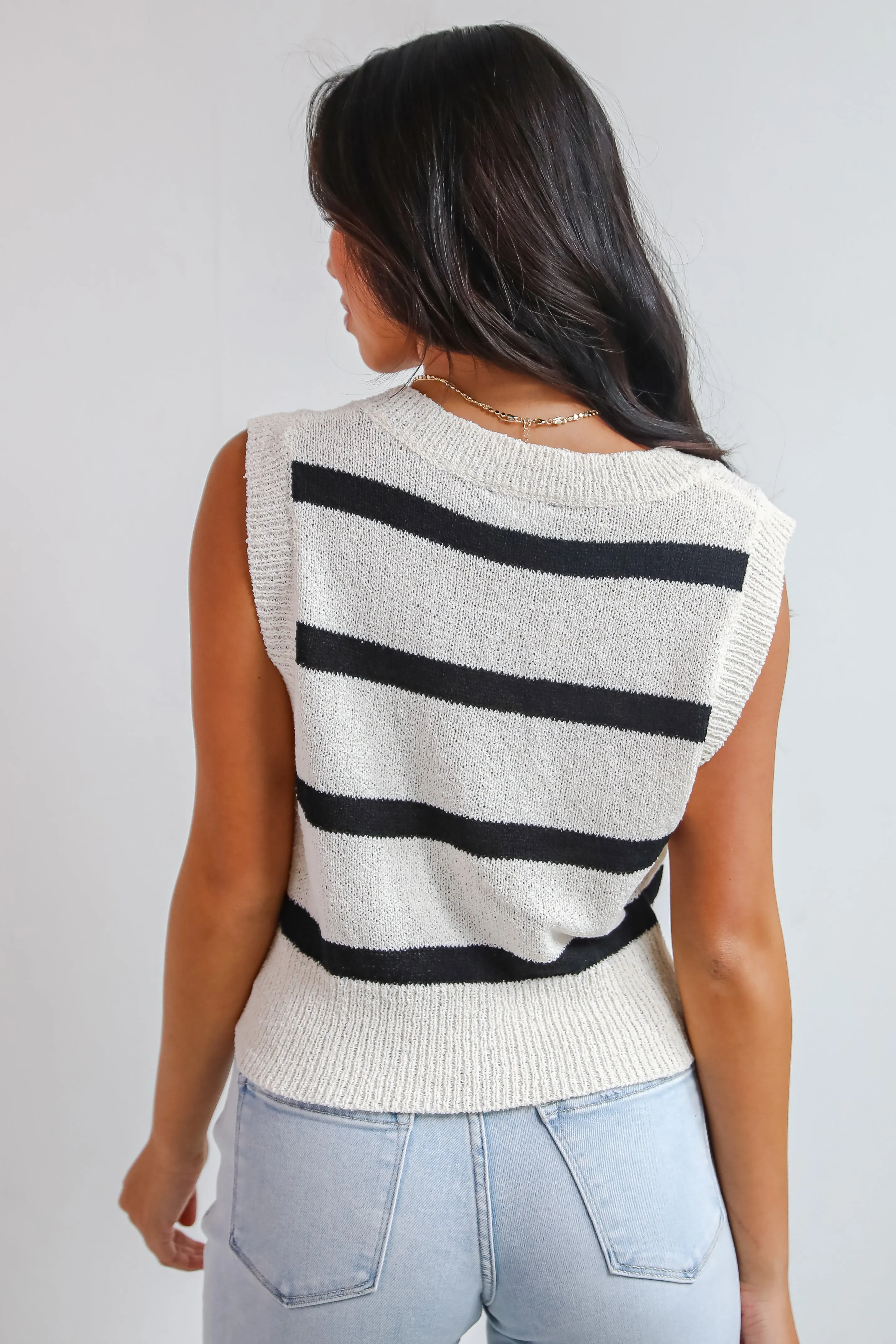 FINAL SALE - Beyond Sweet Ivory Striped Sweater Vest