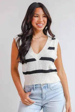 FINAL SALE - Beyond Sweet Ivory Striped Sweater Vest