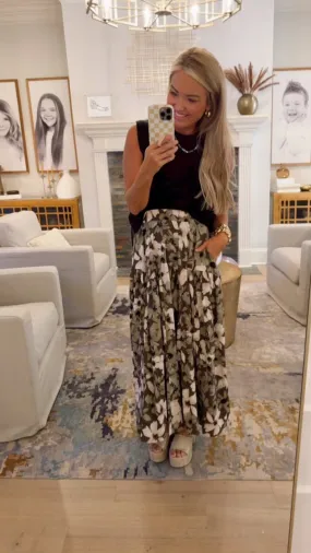 Floral Print Maxi Flowy Skirt