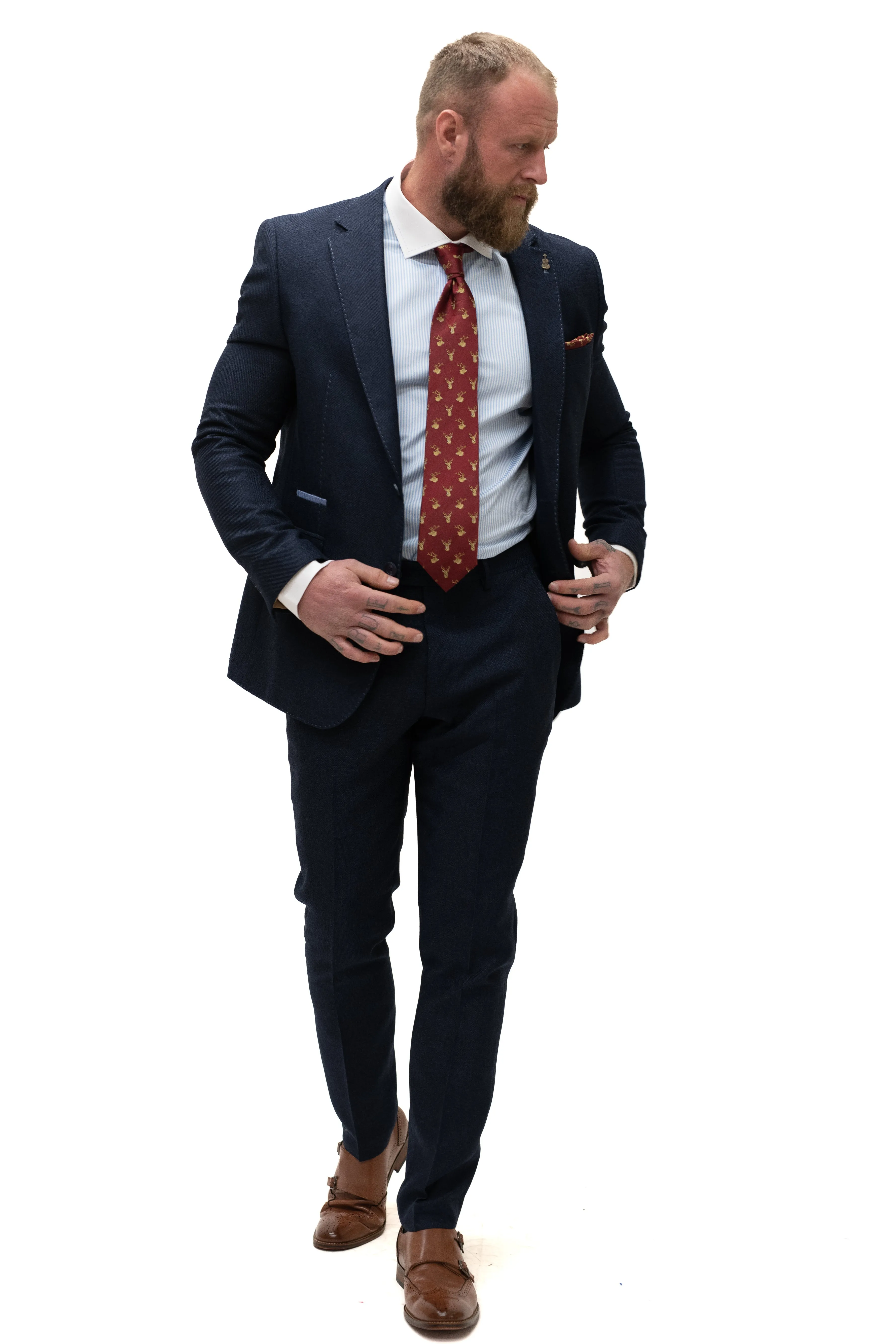 Fratelli Navy With Contrast Detail Blazer