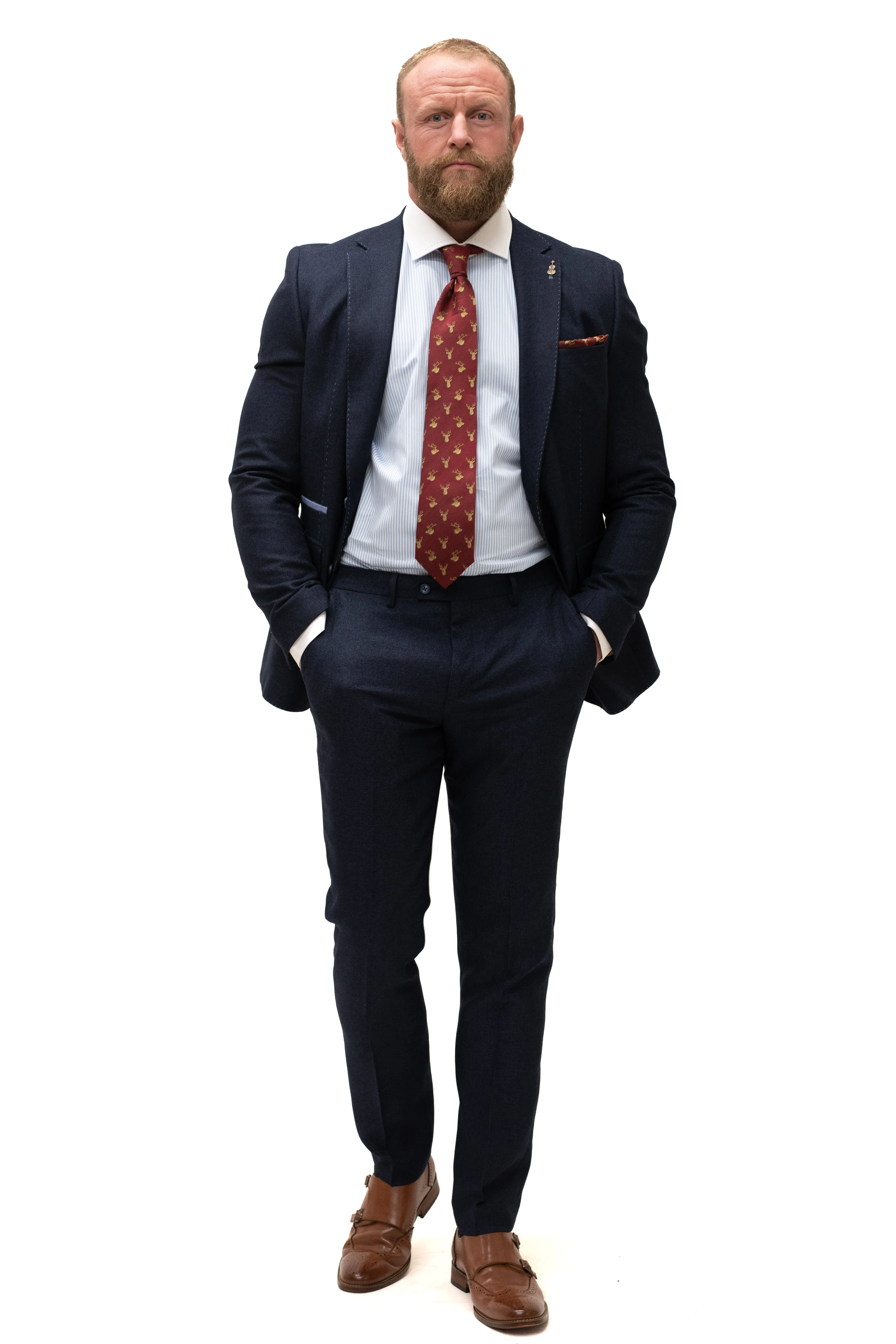 Fratelli Navy With Contrast Detail Blazer