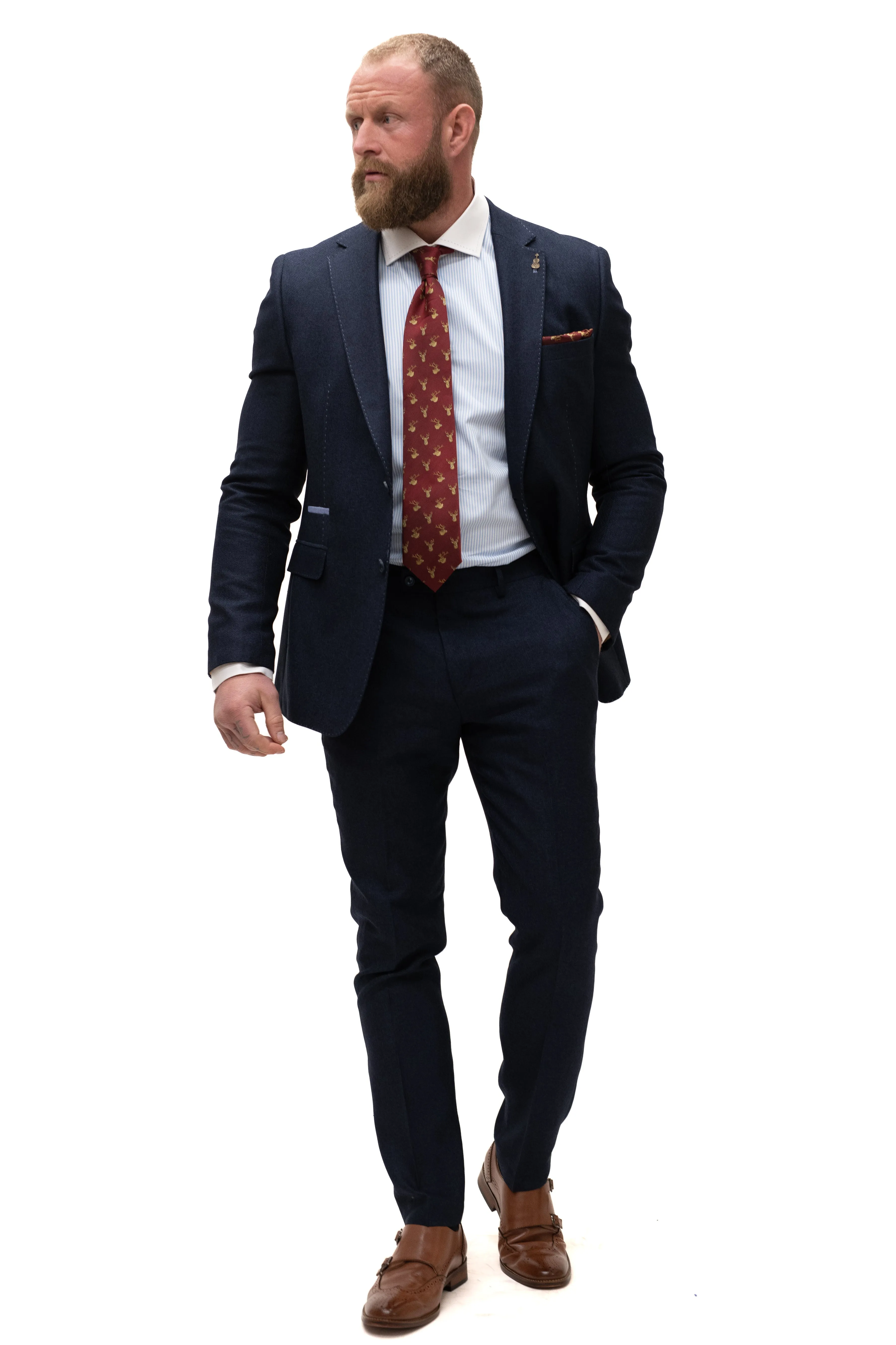 Fratelli Navy With Contrast Detail Blazer