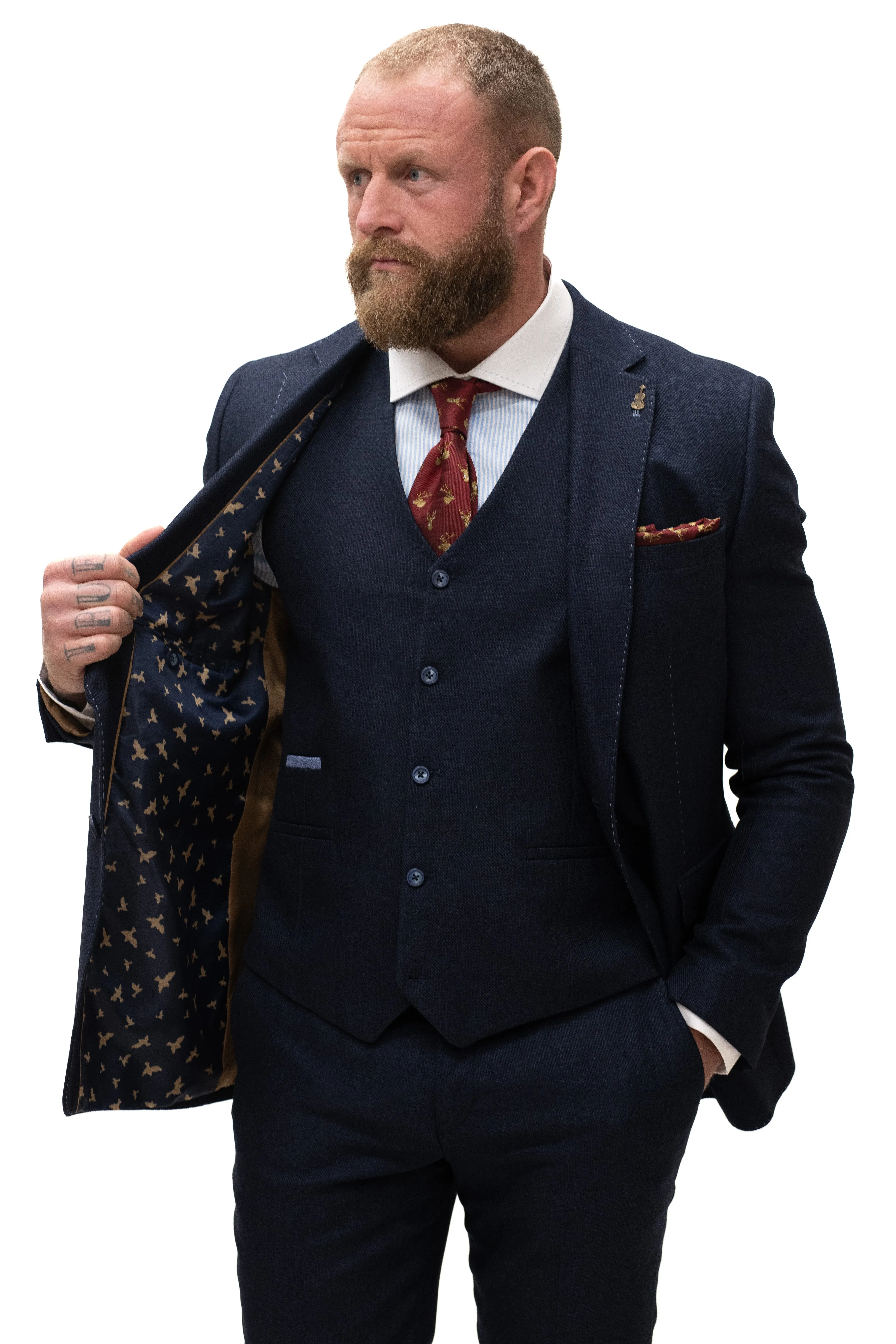 Fratelli Navy With Contrast Detail Blazer