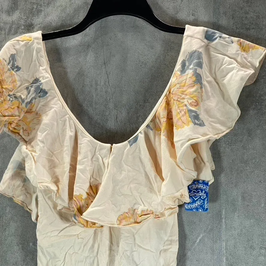 FREE PEOPLE Women's Tea Combo Matilda Printed Ruffled Scoopneck Bodysuit  SZ XS