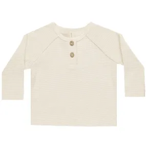 Henley Knit Top in Natural by Quincy Mae