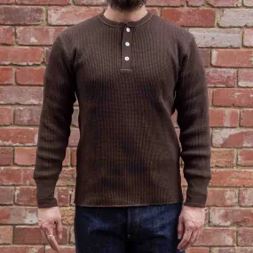 Henley Waffle Tee / Dark Brown