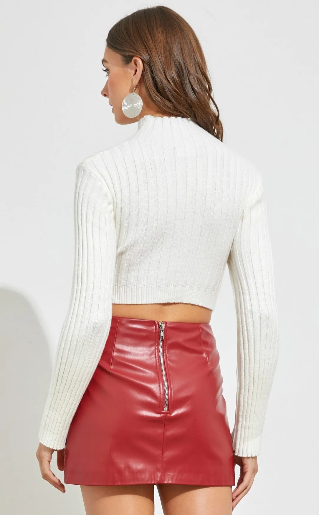 High Neck Knitted Sweater Top