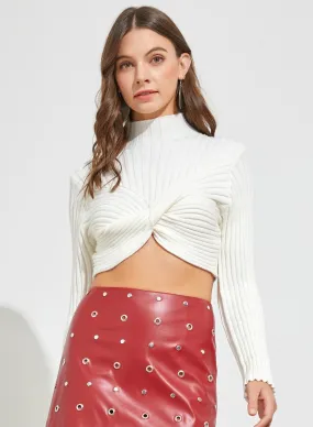 High Neck Knitted Sweater Top