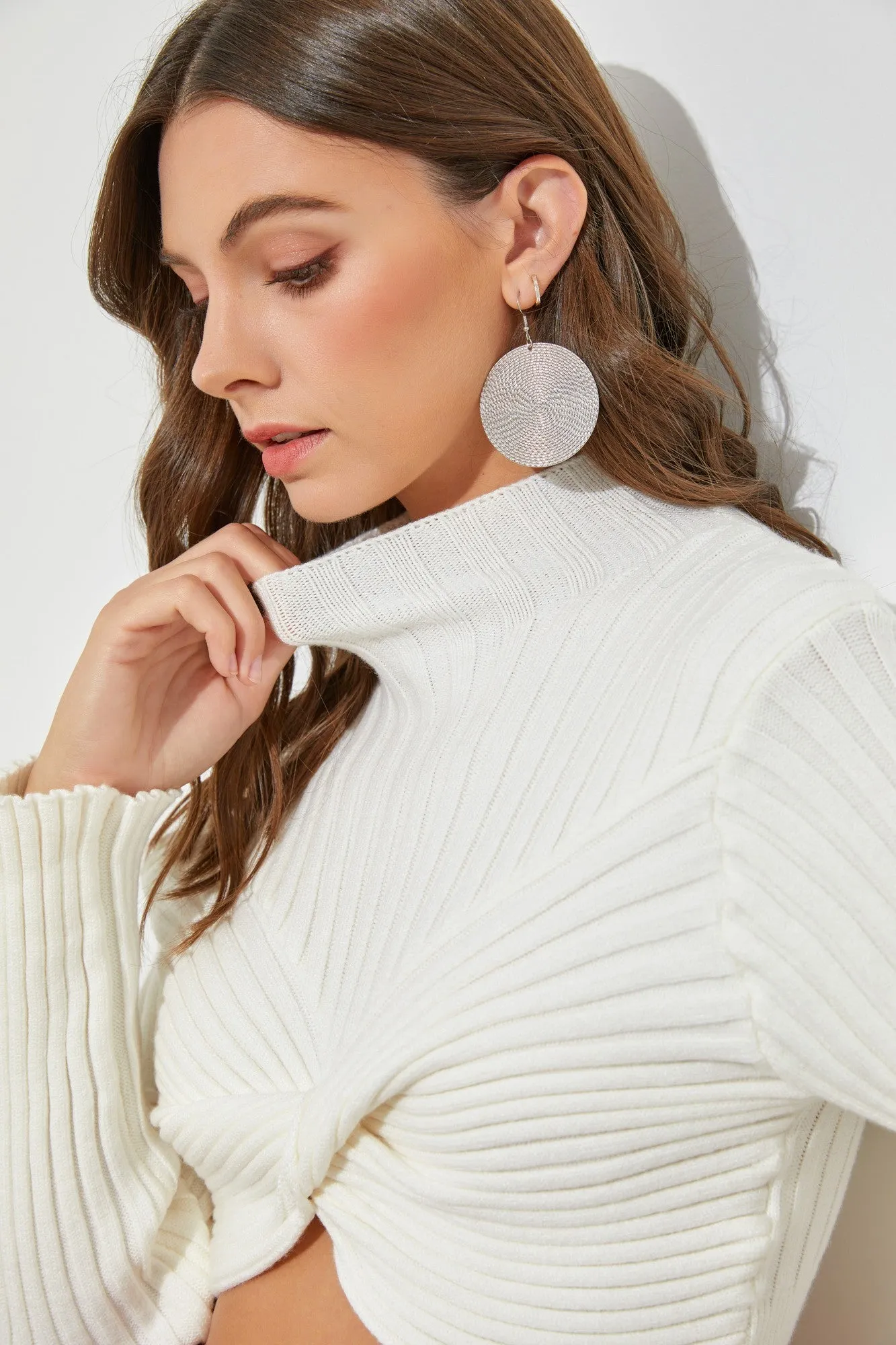 High Neck Knitted Sweater Top