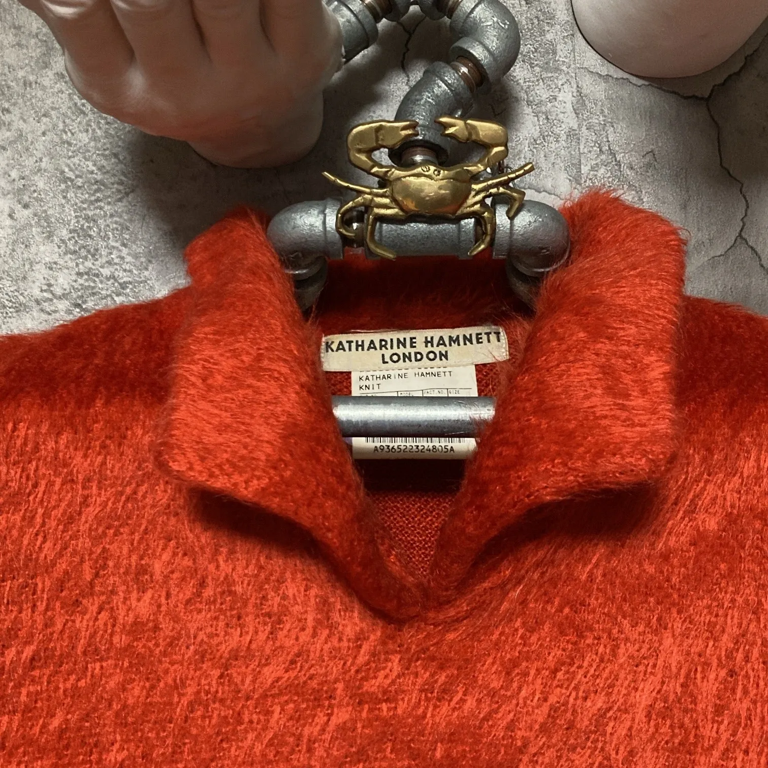 katharine hamnett london mohair knit top orange