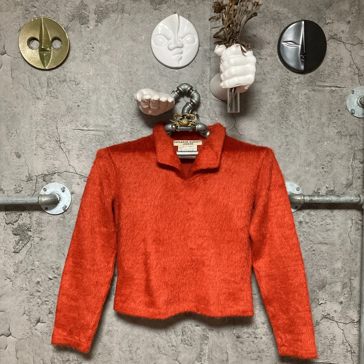 katharine hamnett london mohair knit top orange