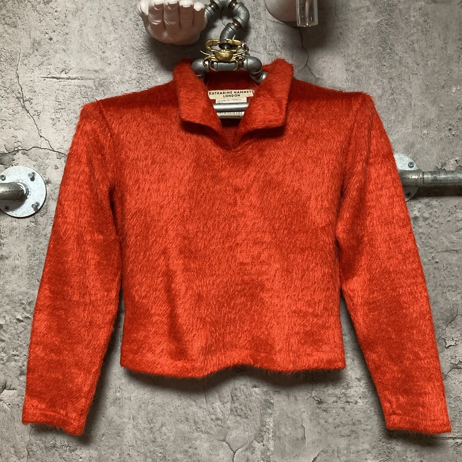 katharine hamnett london mohair knit top orange