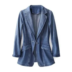 Kyan's Denim Elegance - Chique getailleerde blazer
