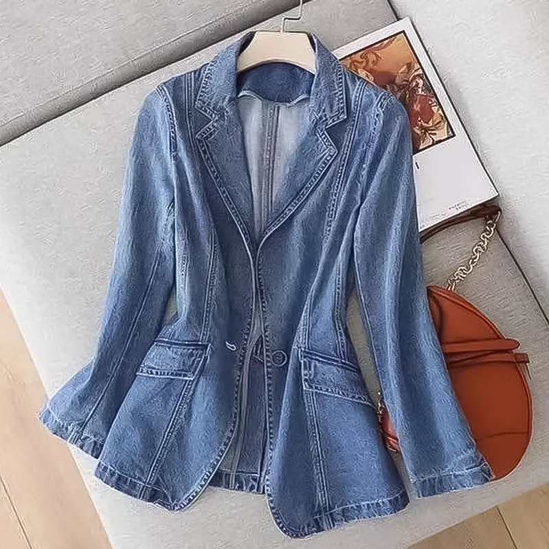 Kyan's Denim Elegance - Chique getailleerde blazer