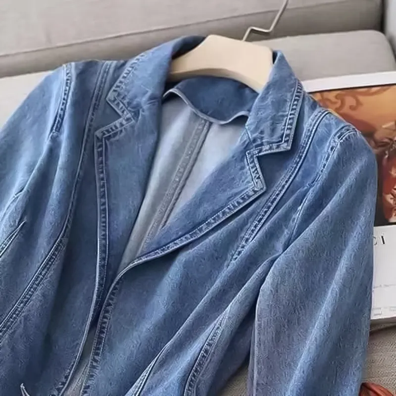 Kyan's Denim Elegance - Chique getailleerde blazer