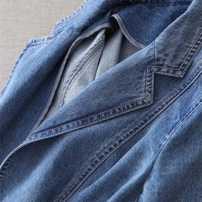 Kyan's Denim Elegance - Chique getailleerde blazer