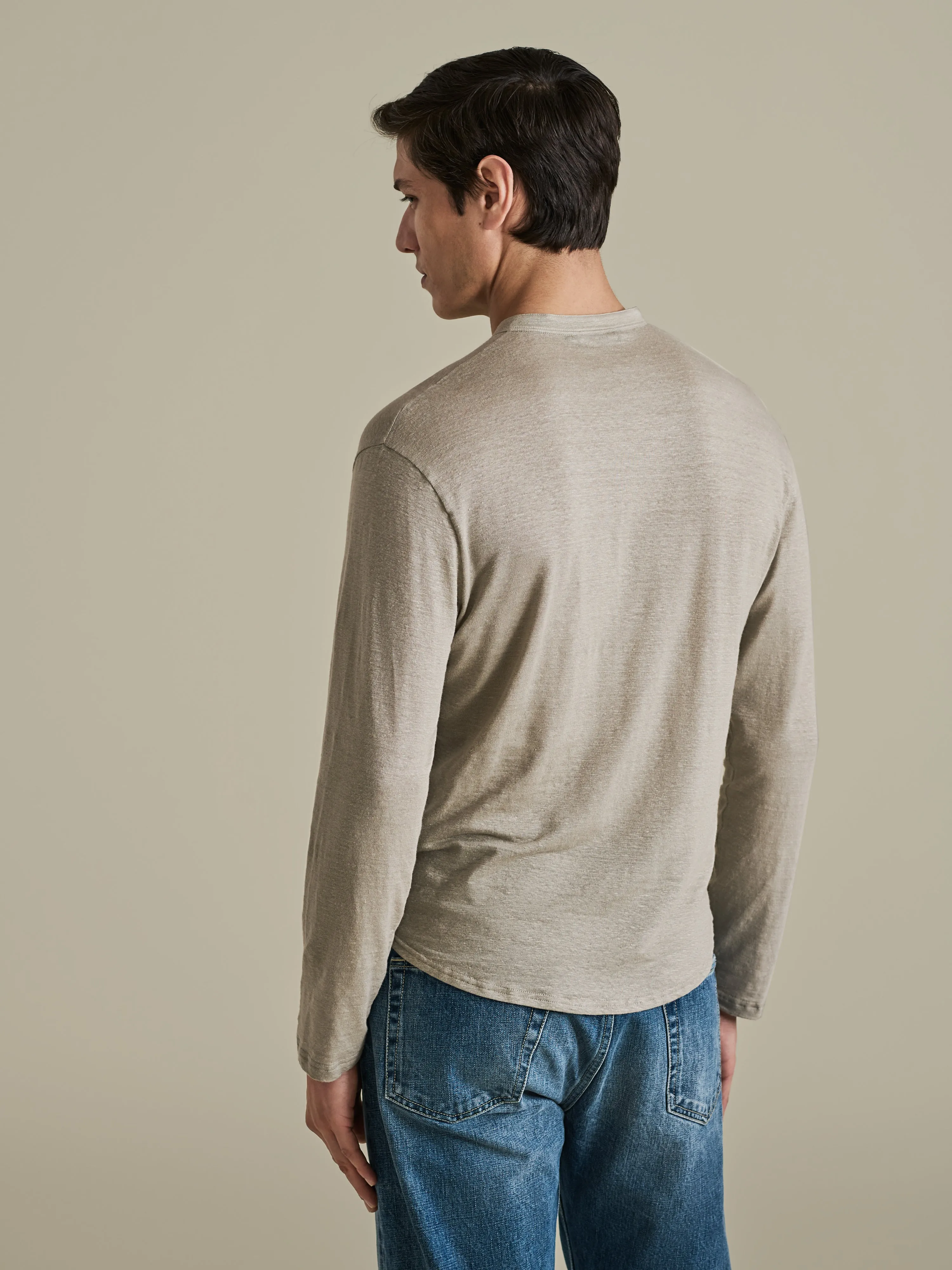Linen Long Sleeve Henley T-Shirt