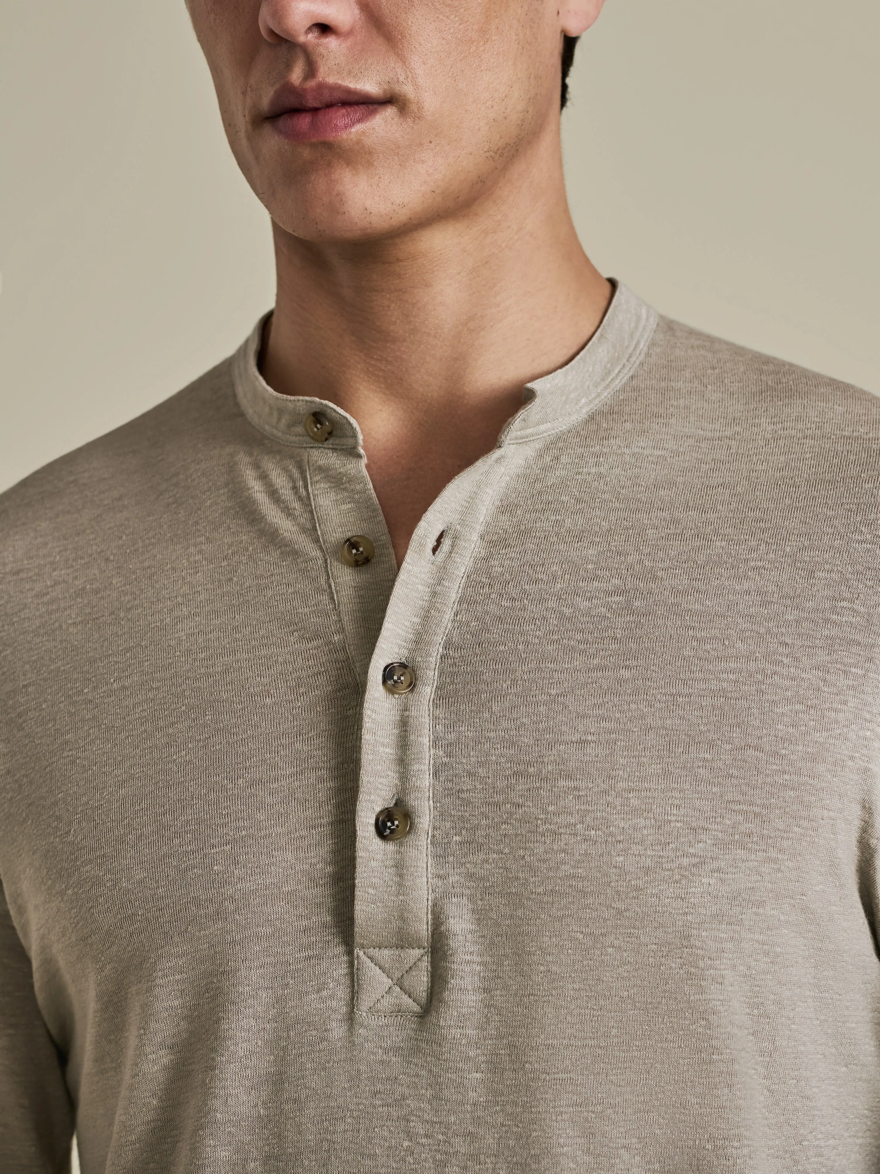 Linen Long Sleeve Henley T-Shirt