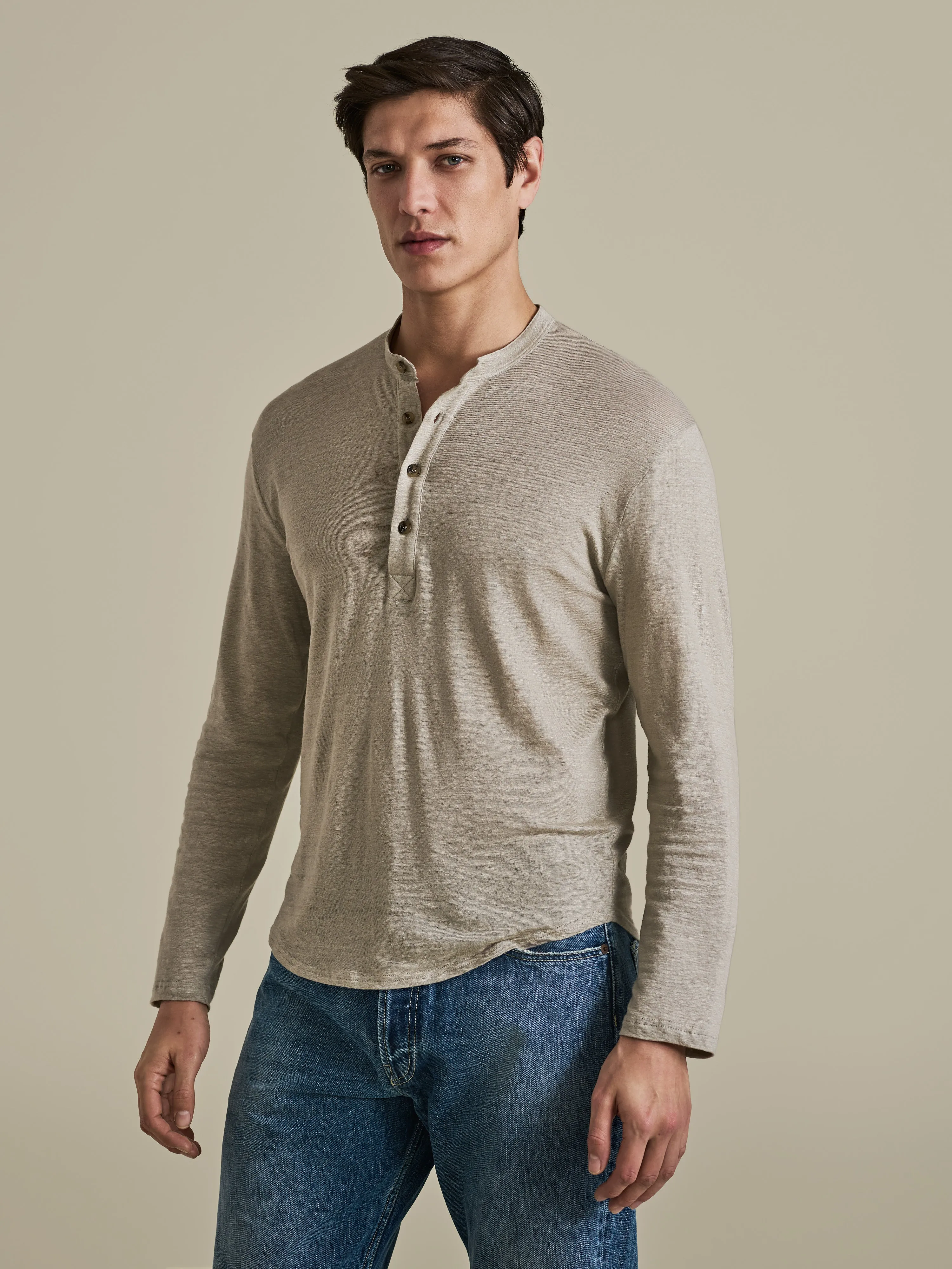 Linen Long Sleeve Henley T-Shirt