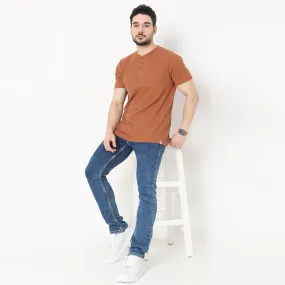 Lumberjack™ Henley in Micro Waffle Structured Fabric - Warm Feeling for Comfort Regular Solid  Sweat Tee