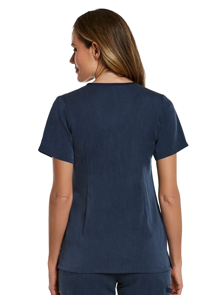 Maevn Contrast Double V-Neck Scrub Top