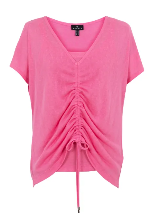 Marble 6944 Pink Fine Knit Two Piece Top