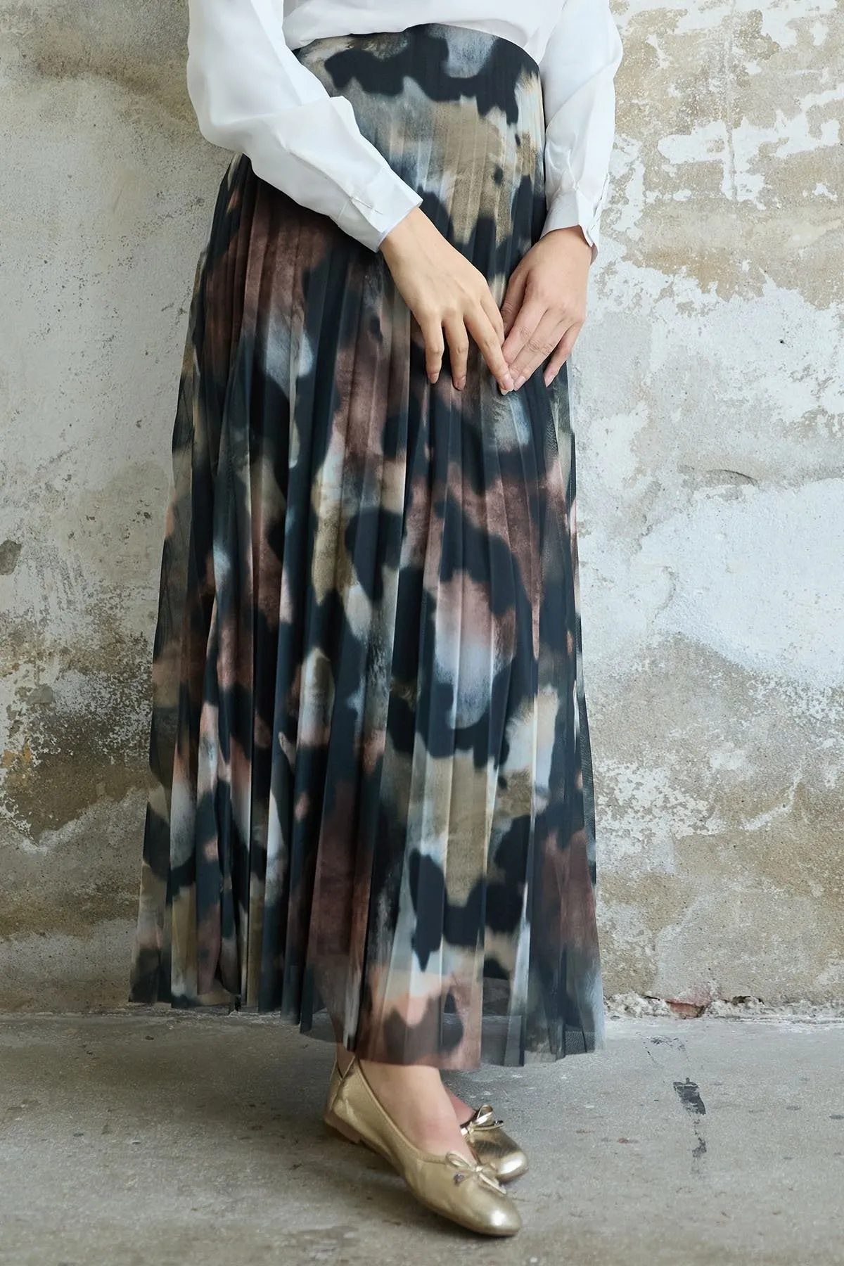 MDS Women Batik Pattern Lined Tulle Skirt - Brown - Parkland