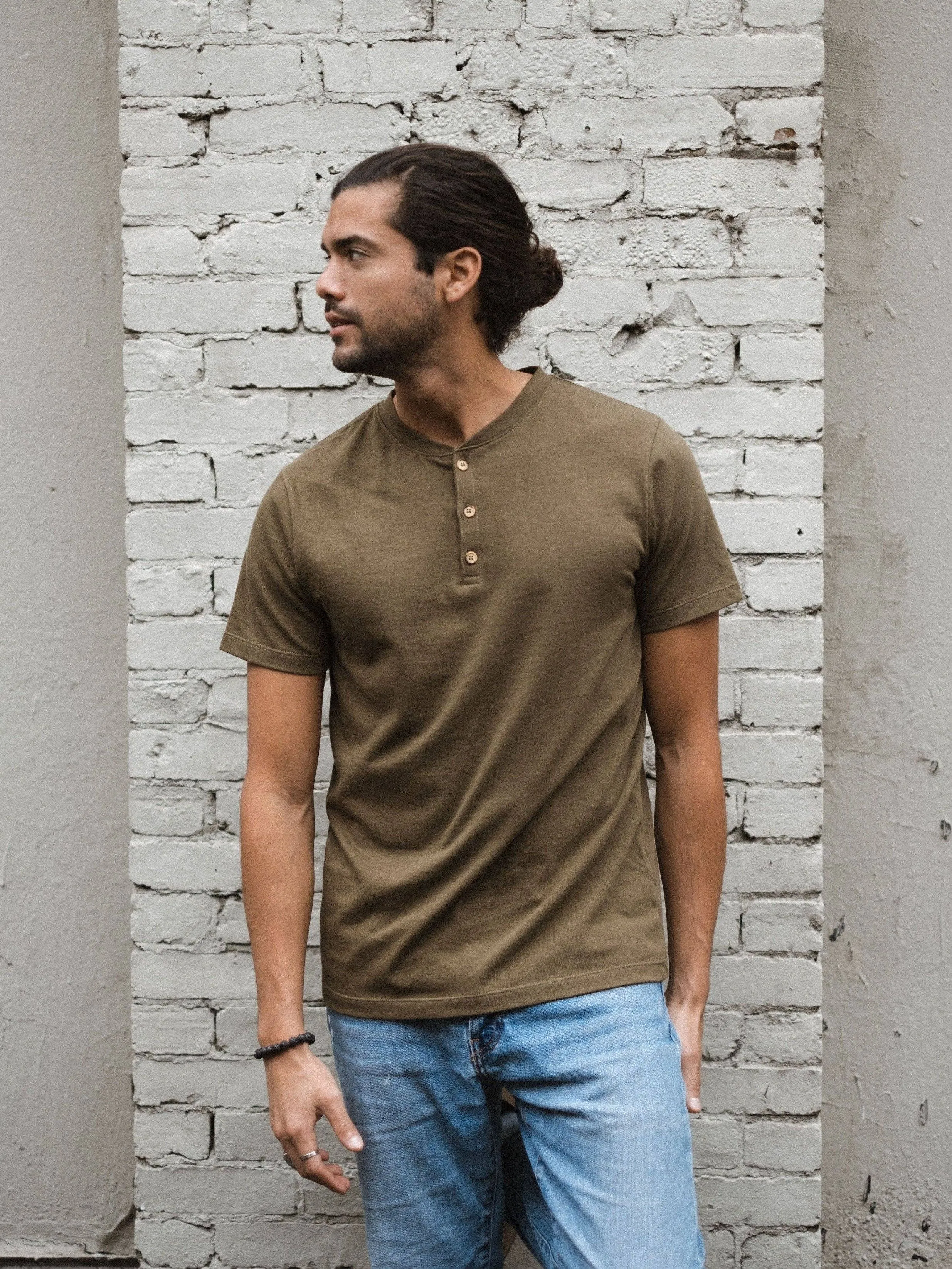 Men's - Keats Henley Tee - Basil