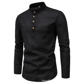 Men's' Solid Color Long-Sleeve Business Shirt