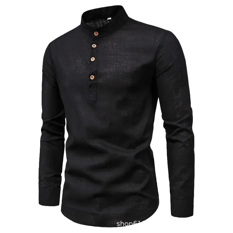 Men's' Solid Color Long-Sleeve Business Shirt