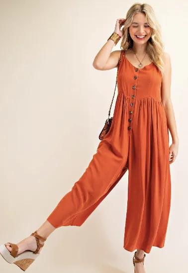 Nattie Cropped BLACK Jumpsuit in Curvy