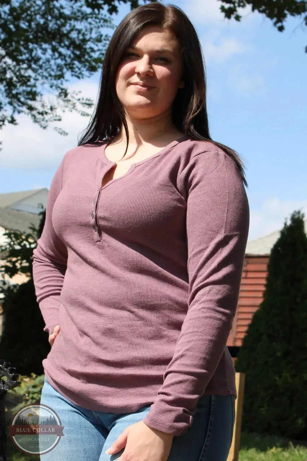 NRL2556 Mini Waffle Notch Henley