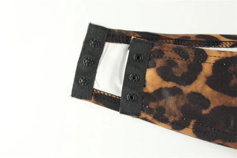 Off Neck High Waist Long Sleeve Leopard Print Bodysuit