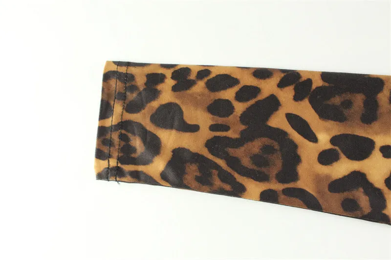 Off Neck High Waist Long Sleeve Leopard Print Bodysuit