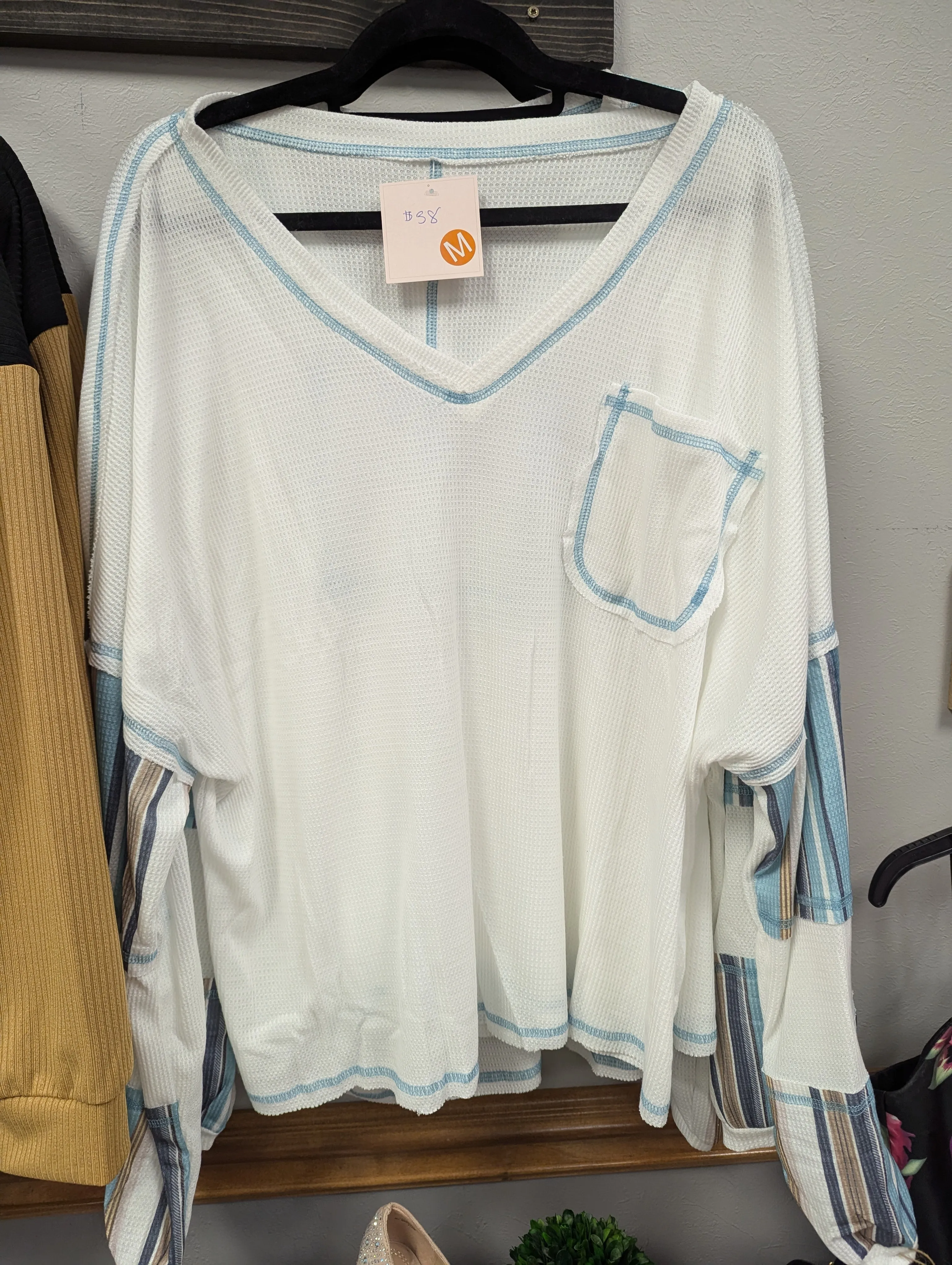 Patchwork waffle knit top