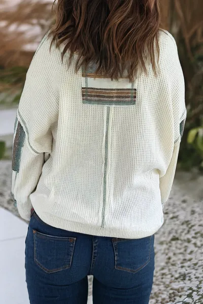Patchwork waffle knit top