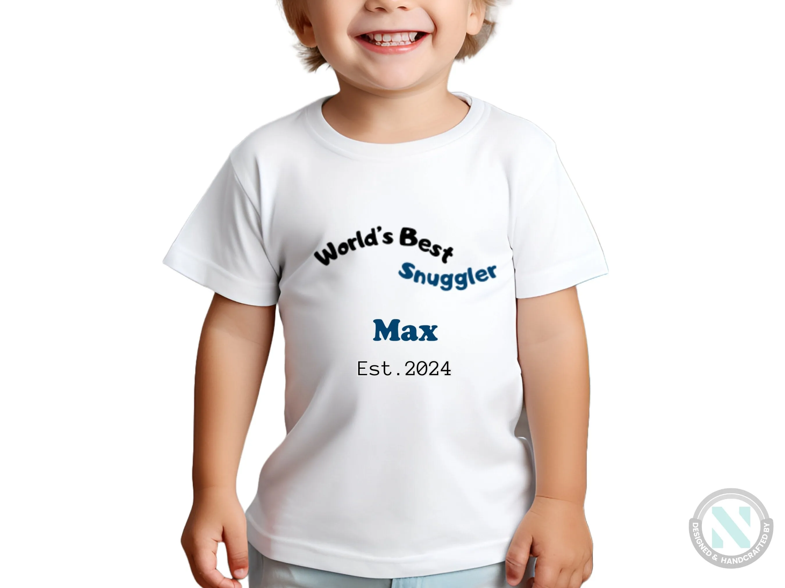 Personalize Baby Name And Date Bodysuit with "World's Best Snuggler"