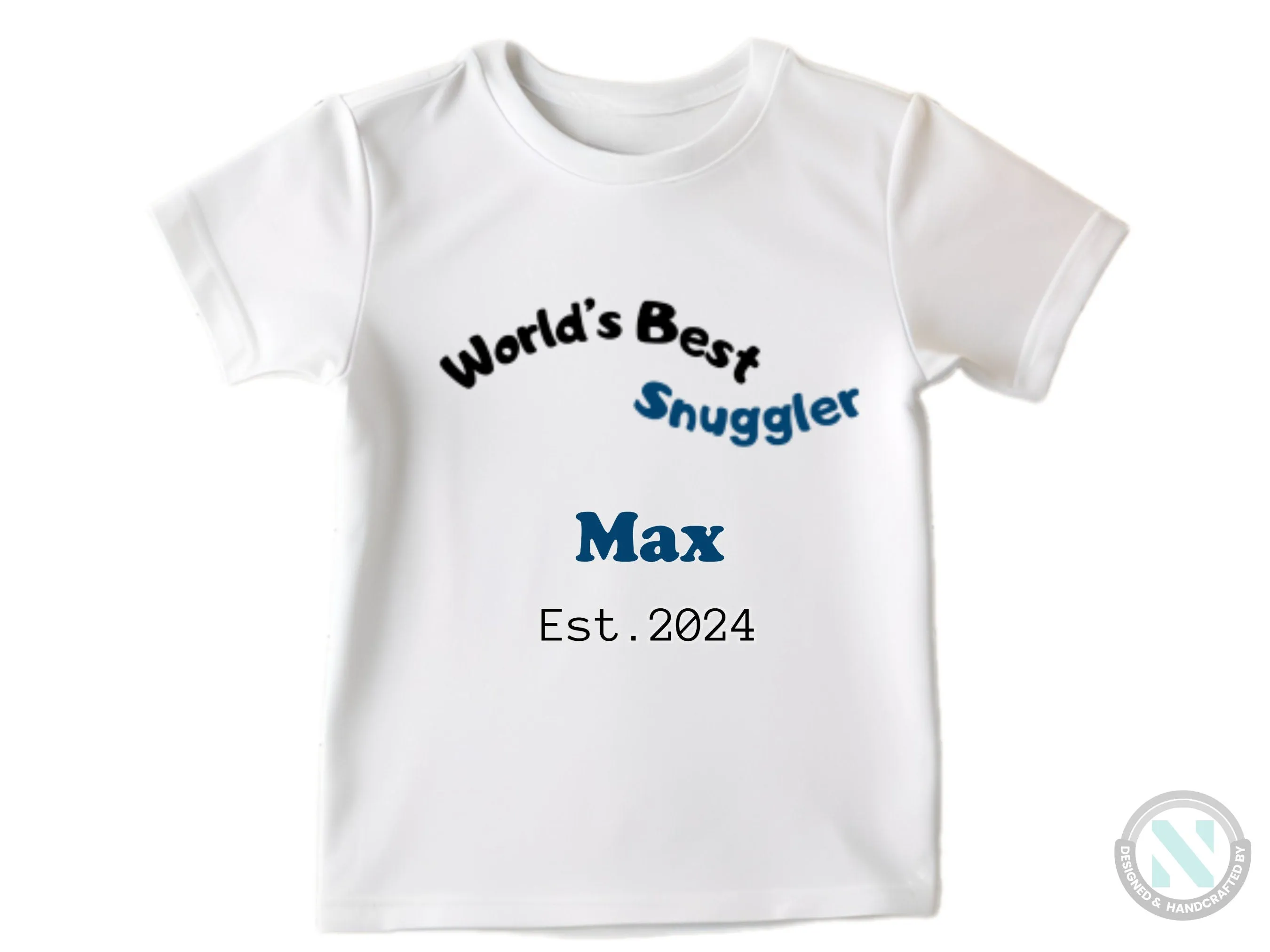 Personalize Baby Name And Date Bodysuit with "World's Best Snuggler"