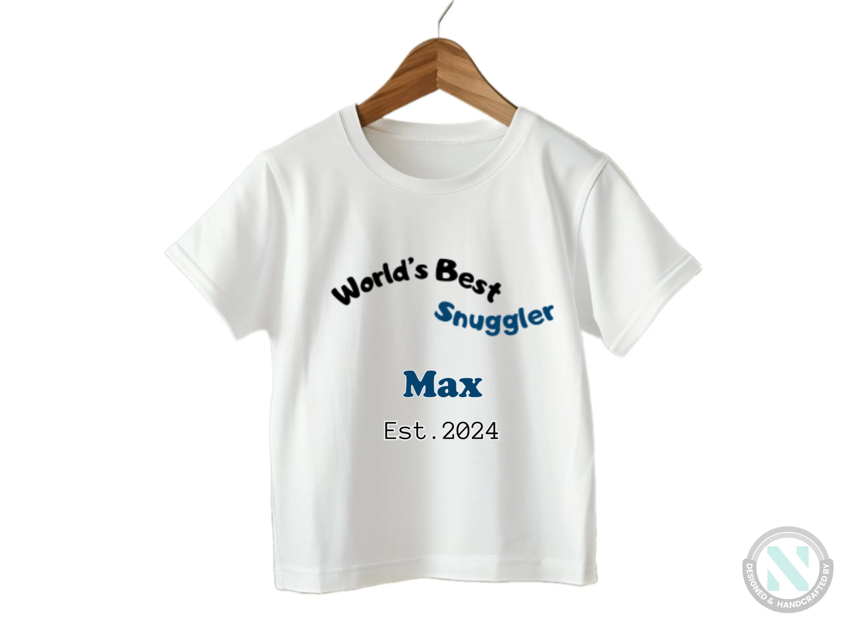 Personalize Baby Name And Date Bodysuit with "World's Best Snuggler"