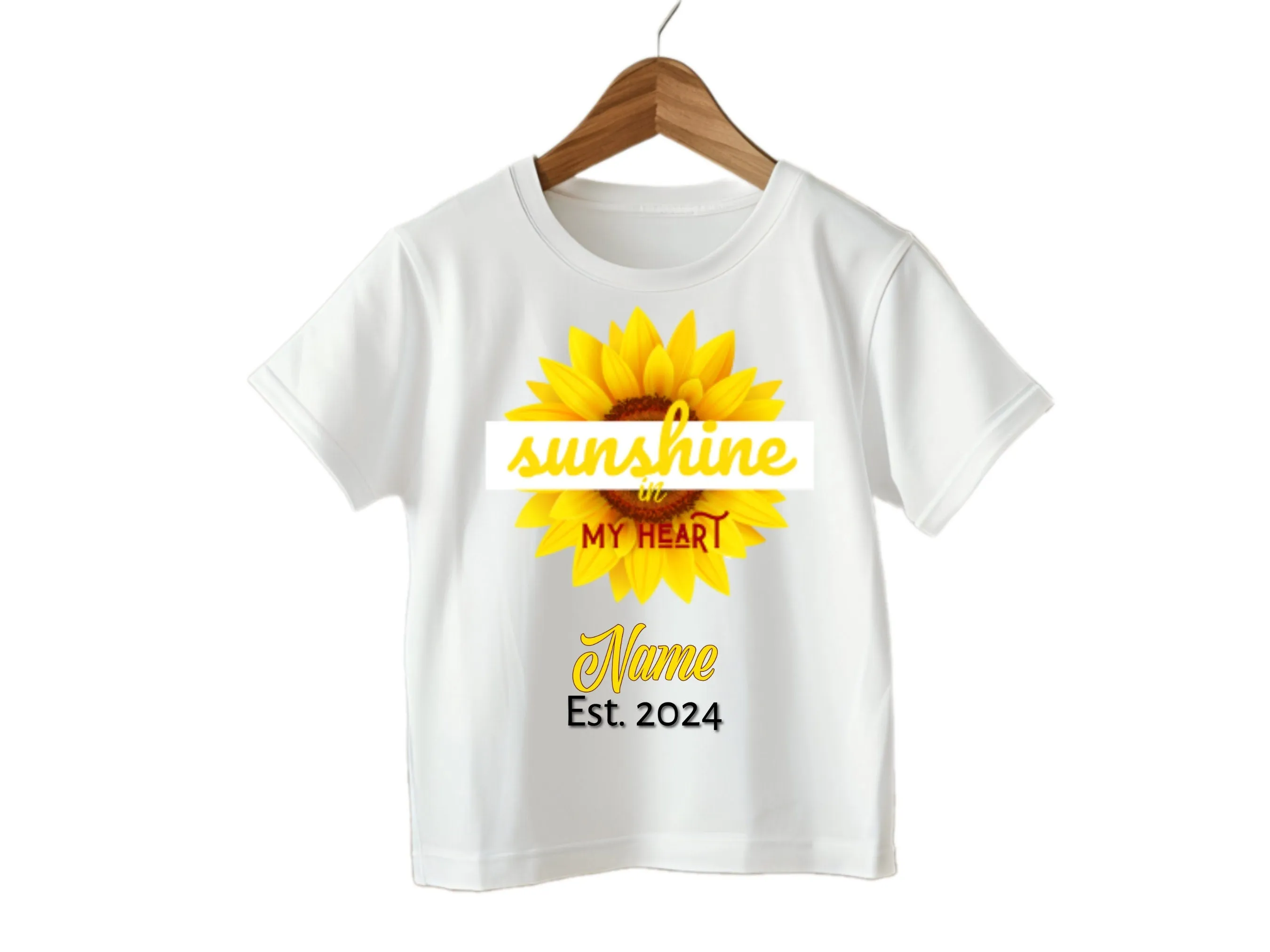 Personalized White Bodysuit With text Sunshine in My Heart Gift for Baby Girls