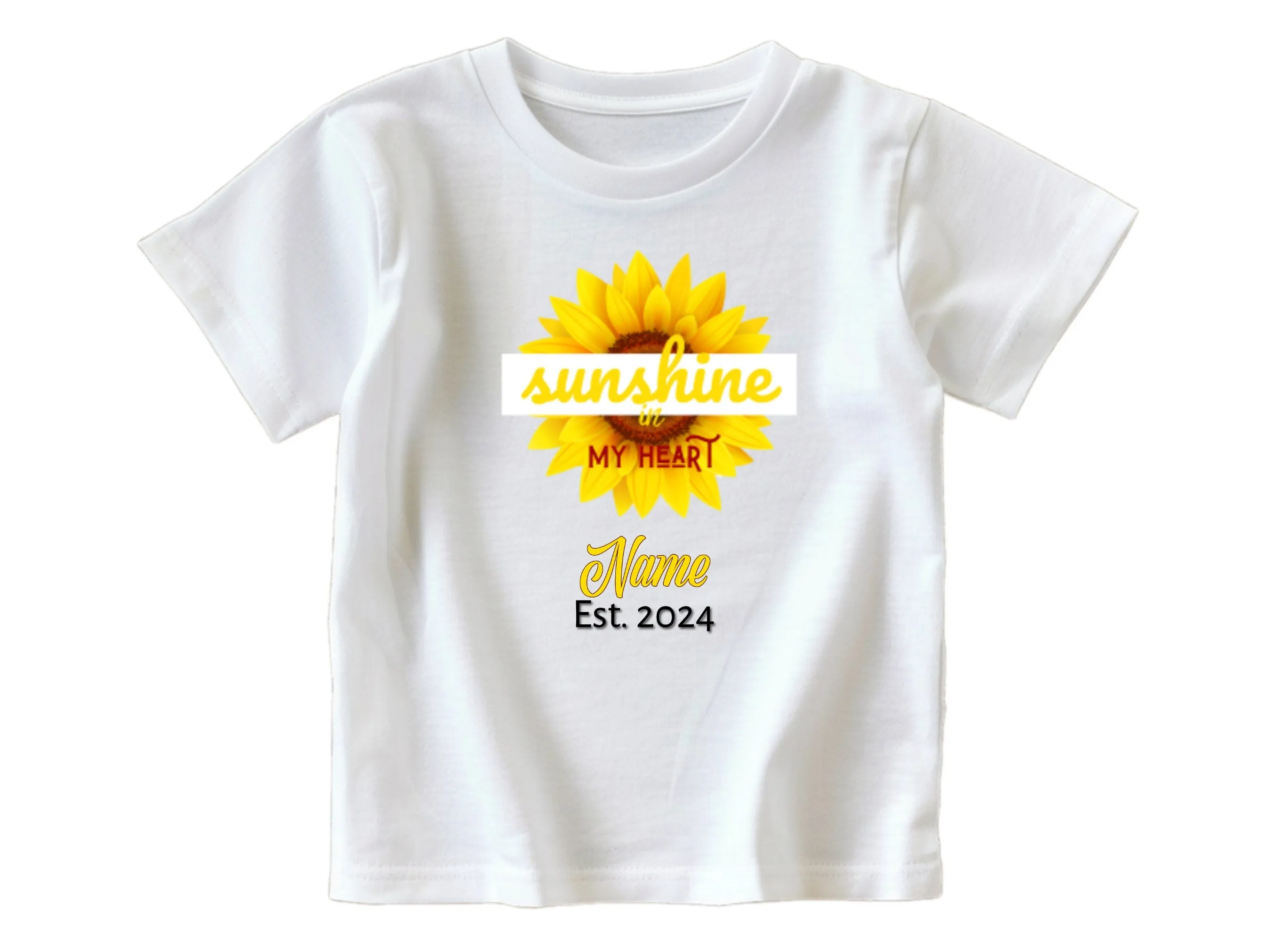 Personalized White Bodysuit With text Sunshine in My Heart Gift for Baby Girls