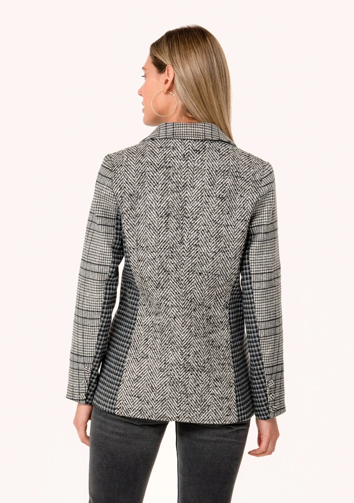 Plaid Patchwork Single-Breasted Blazer