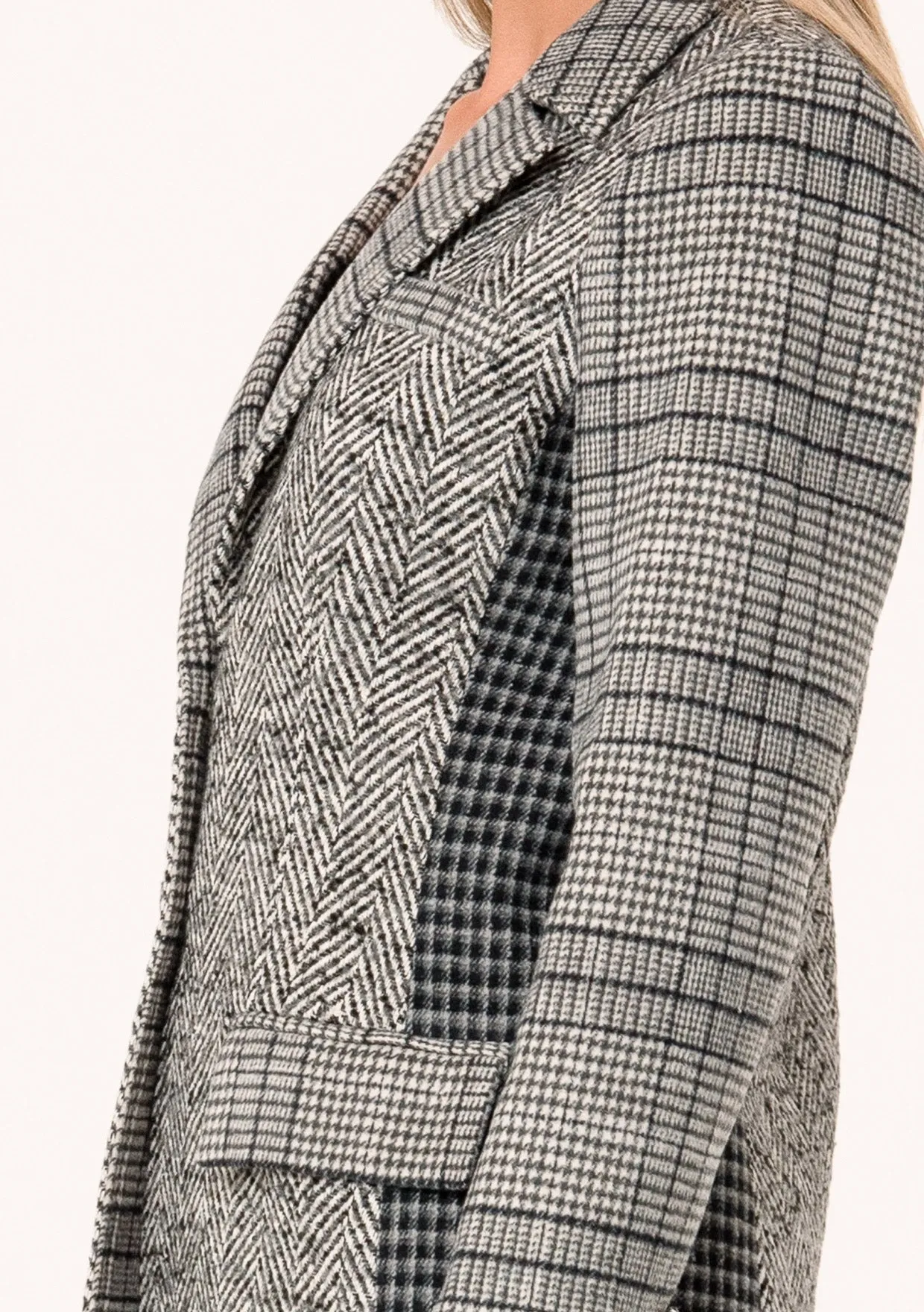 Plaid Patchwork Single-Breasted Blazer