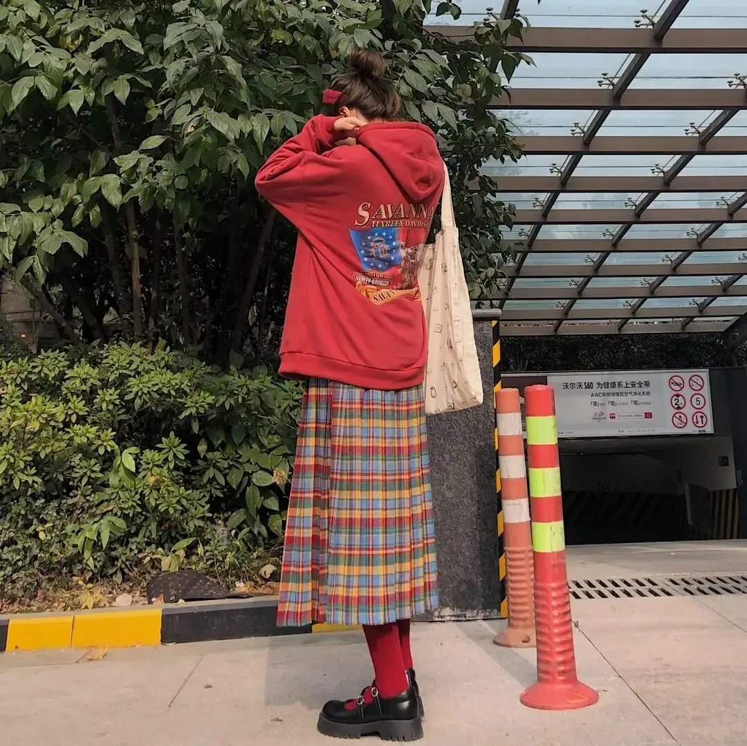 Plaid Pleated Wool Winter Skirt