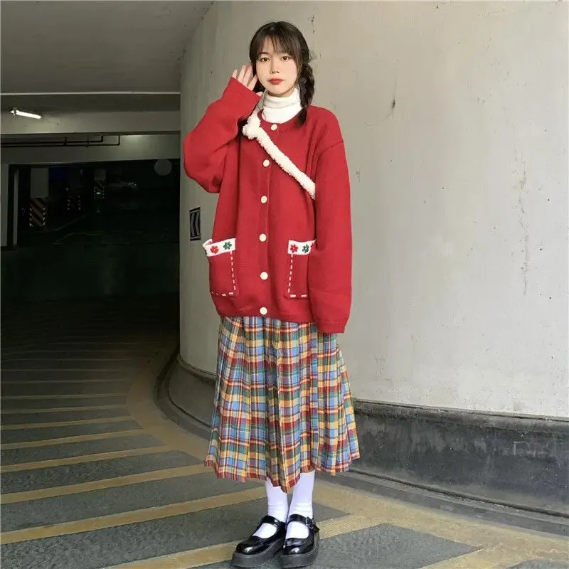 Plaid Pleated Wool Winter Skirt