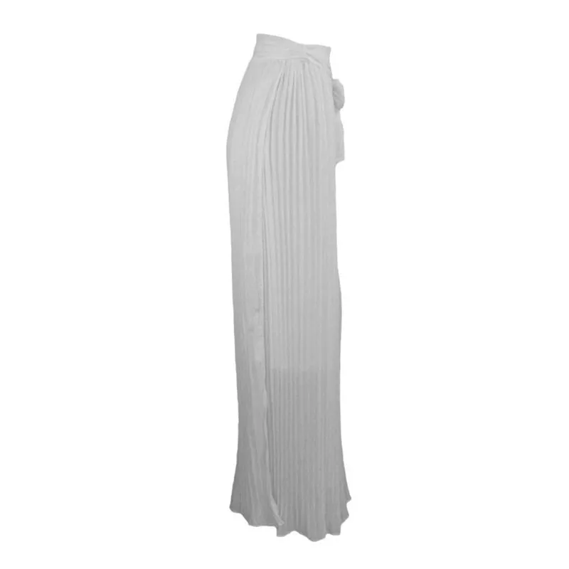 Pleated Slit Chiffon Skirt