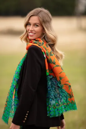 Pluming Marvellous Macarena Orange Wool Silk Wrap