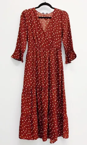 Red Polka Dot  Boho Ruffle Dress