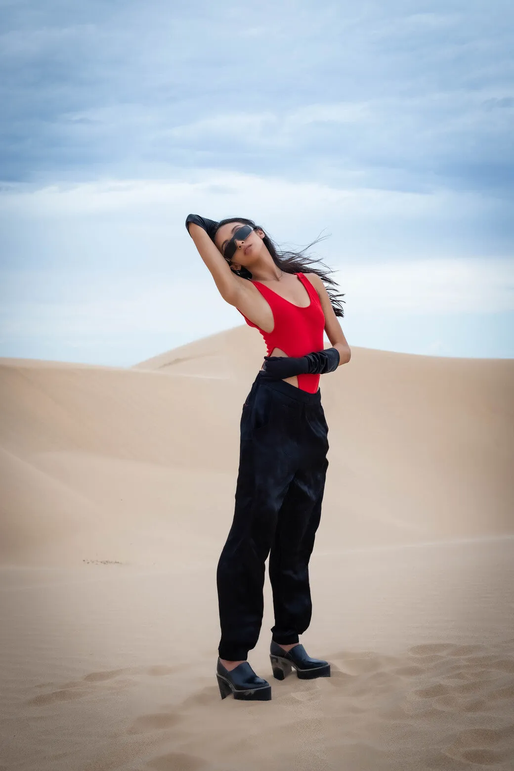RED TANK RIBBED BODYSUIT