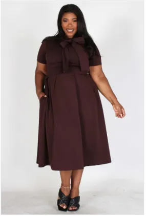 Short Sleeve Bow Tie Dress
